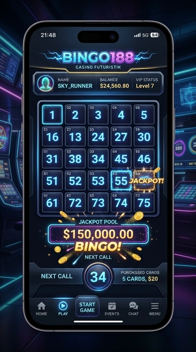Screenshot aplikasi bingo188 menampilkan antarmuka yang sederhana dan intuitif.